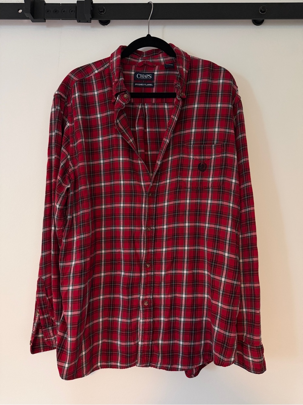 Chaps Flannel Red Plaid Long-Sleeve Button-Down Shirt
